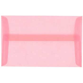 JAM Paper A6 Translucent Vellum Envelopes, 4 3/4&quot; x 6 1/2&quot;, Blush Pink, 25/PK