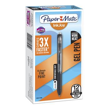 Paper Mate InkJoy Gel Pen, Black Ink,  .5mm, Dozen