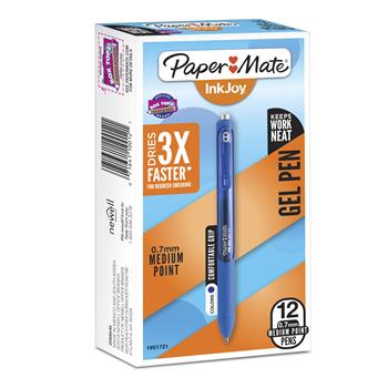 Paper Mate InkJoy Gel Pen, Blue Ink,  .7mm, Dozen