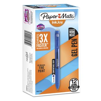 Paper Mate InkJoy Gel Pen, Blue Ink,  .5mm, Dozen