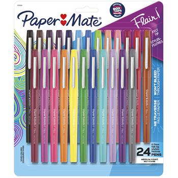 Paper Mate&#174; Point Guard Flair Bullet Point Stick Pen, Assorted Colors, .7mm, 24/Set