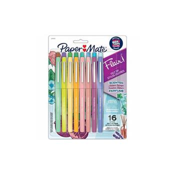 Paper Mate Flair Scented Pens, Felt Tip, 0.7 mm, Assorted Colors, 16/Pack