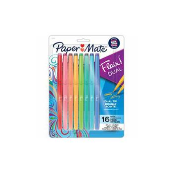 Paper Mate Flair Duo Pens, 0.7 mm, Assorted Colors, 16/Pack