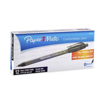 Paper Mate&#174; ComfortMate Ultra RT Ballpoint Retractable Pen, Black Ink, Medium, Dozen
