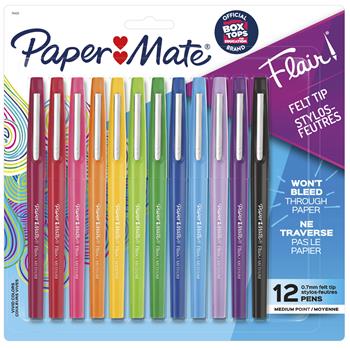 Paper Mate Flair Felt Tip Marker Pen, Assorted Ink, Medium, Dozen