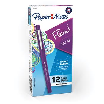 Paper Mate&#174; Point Guard Flair Porous Point Stick Pen, Purple Ink, Medium, Dozen