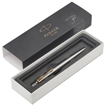 Parker Jotter Gel Pen with Gift Box, Medium, 0.7 mm, Black Ink, Stainless Steel Barrel