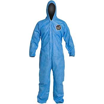 DuPont ProShield&#174; 10 Hooded Coveralls, Elastic Waist, Wrists and Ankles, Blue, Large, 25/CS