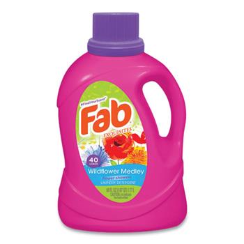 Fab Scented Laundry Detergent, Wildflower Medley, 60 oz Bottle, 6/Carton