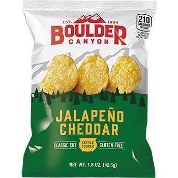 Boulder Canyon All Natural Jalapeno &amp; Cheddar Kettle Cooked Chips, 1.5 oz., 55/CS