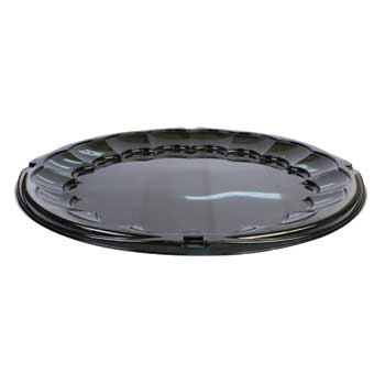 Pactiv SmartLock CaterWare Round Platter, 16&quot;, Black, PET, 50/CS