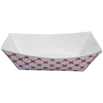 Pactiv Food Tray, Basketweave, #50, 0.5 LB., Red/White, 1000/CT