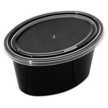 Pactiv Ellipso Portion Cups, 2 oz, Plastic, Black/Clear, 1000/Carton