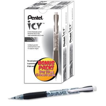 Pentel&#174; Icy Mechanical Pencil, 0.5 mm, Transparent Smoke Barrel, 24/PK