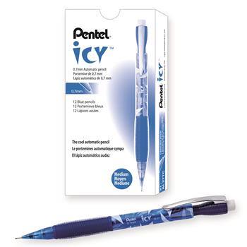 Pentel&#174; Icy Mechanical Pencil, .7mm, Translucent Blue, Dozen