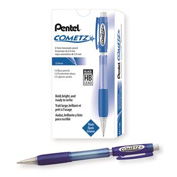 Pentel Cometz Mechanical Pencil, HB #2, .9mm, Blue, Dozen