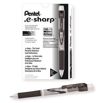 Pentel&#174; .e-Sharp Mechanical Pencil, .5 mm, Black Barrel, Dozen