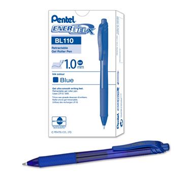 Pentel&#174; EnerGel-X Retractable Roller Gel Pen, 1mm, Trans Blue Barrel, Blue Ink, Dozen