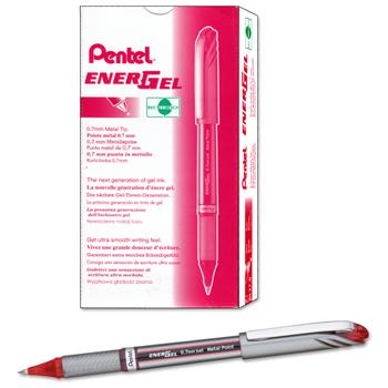 Pentel EnerGel NV Liquid Gel Pen, .7mm, Red Barrel, Red Ink