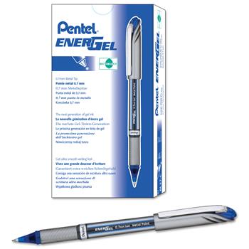 Pentel EnerGel NV Liquid Gel Pen, .7mm, Blue Barrel, Blue Ink