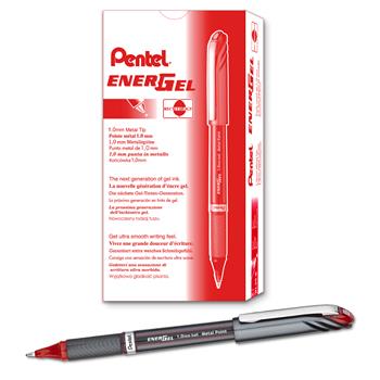 Pentel EnerGel NV Liquid Gel Pen, 1mm, Red Barrel, Red Ink