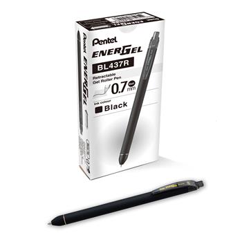 Pentel EnerGel 0.7mm Retractable Pens, Black Liquid Gel Ink, DZ