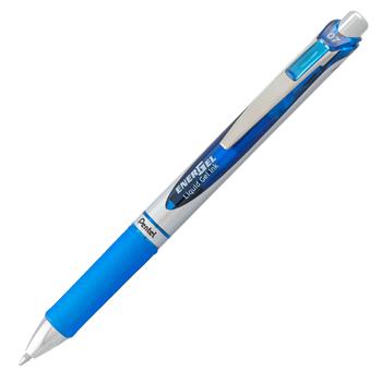 Pentel&#174; EnerGel RTX Retractable Liquid Gel Pen, .7mm, Black/Gray Barrel, Blue Ink