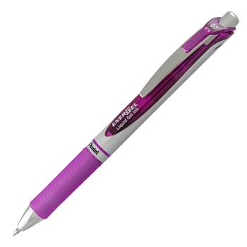 Pentel&#174; EnerGel RTX Retractable Liquid Gel Pen, .7mm, Black/Gray Barrel, Violet Ink