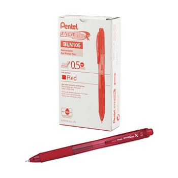 Pentel&#174; EnerGel-X Retractable Roller Gel Pen, .5mm, Red Barrel/Ink, Dozen