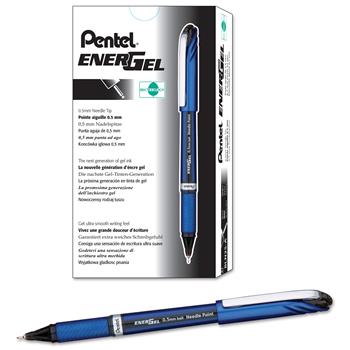 Pentel EnerGel NV Liquid Gel Pen, .5mm, Gray Barrel, Black Ink, Dozen
