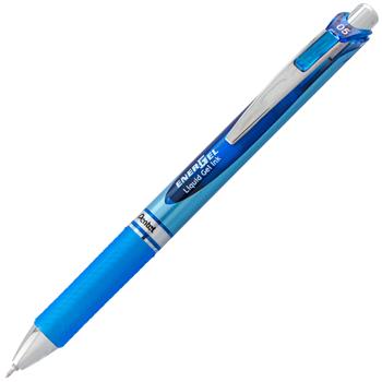 Pentel EnerGel RTX Retractable Liquid Gel Pen, .5mm, Silver/Blue Barrel, Blue Ink