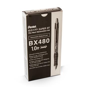 Pentel R.S.V.P. Super RT Retractable Ballpoint Pen, 1 mm, Black Barrel/Ink, Dozen