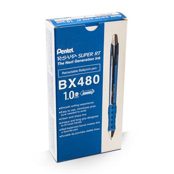 Pentel R.S.V.P. Super RT Retractable Ballpoint Pen, 1 mm, Blue Barrel/Ink, Dozen