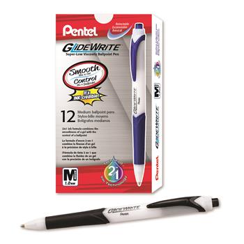Pentel GlideWrite 1.0mm Ballpoin Pen, Black, Dozen