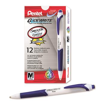 Pentel GlideWrite 1.0mm Ballpoint Pen, Blue, Dozen