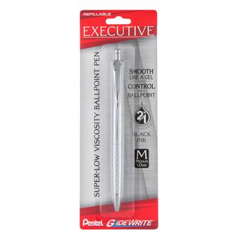 Pentel GlideWrite Executive Ballpoint Pen, Violet Gel-Based Ink, Metal Barrel, EA