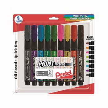 Pentel Opaque Bullet Tip Paint Markers, 0.3 mm Bullet Marker Point Size, Assorted, 9/PK