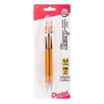 Pentel&#174; Sharp Mechanical Drafting Pencil, 0.9 mm, Yellow Barrel, 2/PK