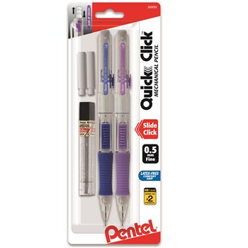 Pentel Quick Click™ Mechanical Pencil, Blue/Purple Barrel, 2/PK