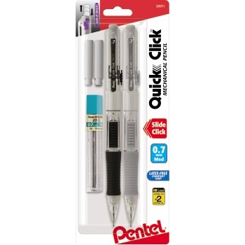 Pentel&#174; Quick Click™ Mechanical Pencil, Black/White, 2/PK