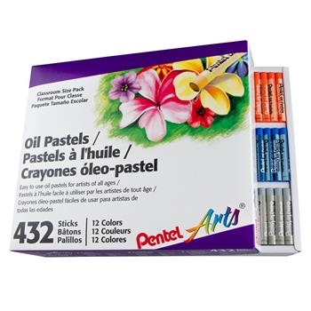 Pentel Arts&#174; Oil Pastels, Classroom Size, 12 Colors, 432/Pack