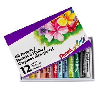 Pentel Oil Pastel Set With Carrying Case, 12-Color Set, Assorted, 12/ST