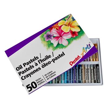 Pentel&#174; Oil Pastel Set With Carrying Case, 45-Color Set, Assorted, 50/ST