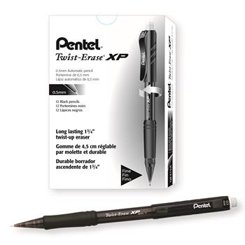Pentel Twist-Erase EXPRESS Mechanical Pencil, .5mm, Black, Dozen