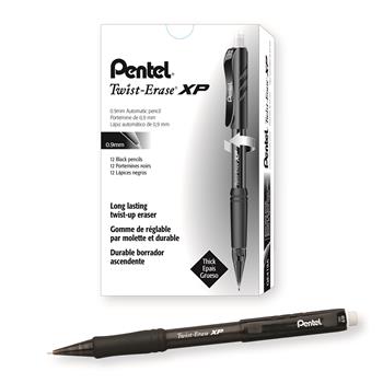 Pentel&#174; Twist-Erase EXPRESS Mechanical Pencil, .9mm, Black, Dozen