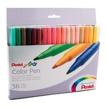 Pentel Fine Point Color Pen Set, 36 Assorted Colors, 36/Set