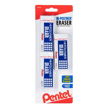 Pentel Hi-Polymer Block Eraser, 3/PK