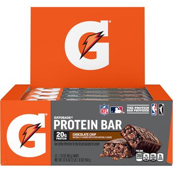 Gatorade Protein Bar, Chocolate Chip Flavored, 2.8 oz, 12 Protein Bars/Pack