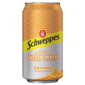 Schweppes Seltzer Water Orange, 12 oz. Can, 12/PK
