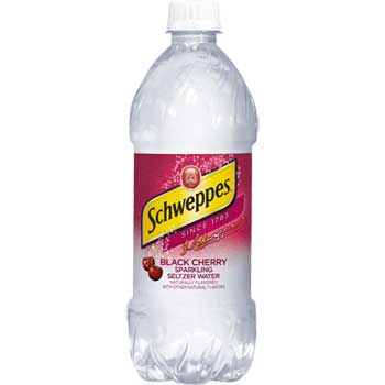Schweppes Seltzer Water, Black Cherry, 20 oz. Bottle, 24/CS